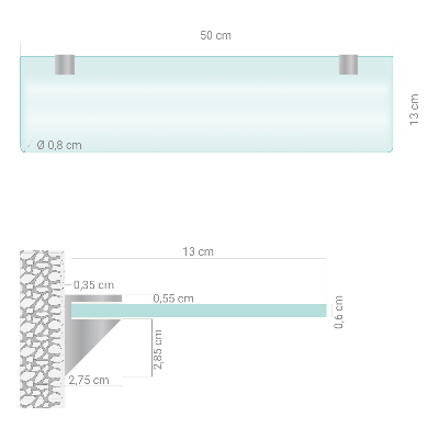 Tempered semi-transparent glass shelf for bathroom