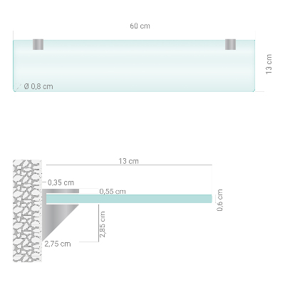 Tempered semi-transparent glass shelf for bathroom