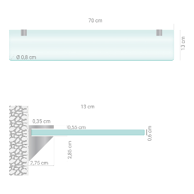 Tempered semi-transparent glass shelf for bathroom