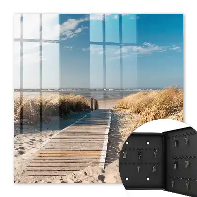 Key cabinet with a quiet beach and dunes print