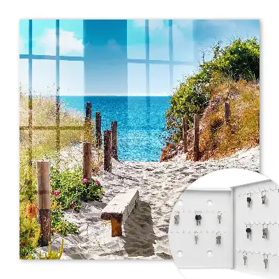 Wall mounted key box Coastal path by the sea