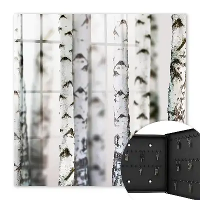 Wall mounted key box Birch trunks as a background