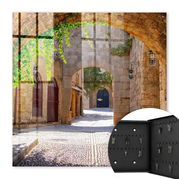 Stone street architecture and greenery key box for home