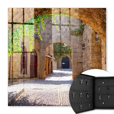Stone street architecture and greenery key box for home