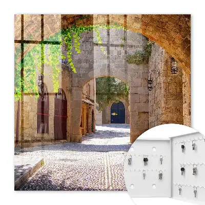 Stone street architecture and greenery key box for home