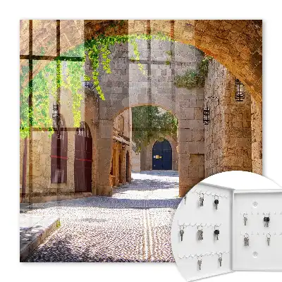 Stone street architecture and greenery key box for home