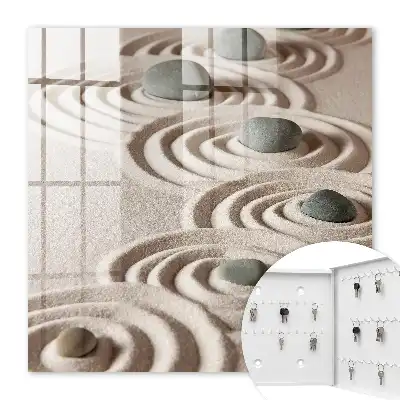 Wall mounted key box Zen peace with gray stones