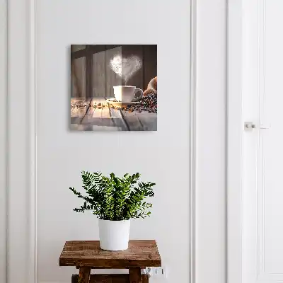 Wall mounted key cabinet Coffee heart on the table