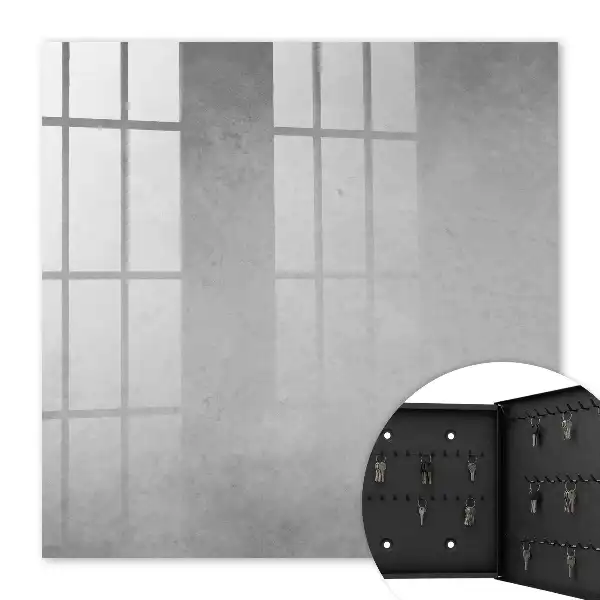 Gray key cabinet with delicate abstract patterns