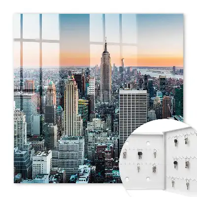 Wall mounted key box City panorama with skyscrapers
