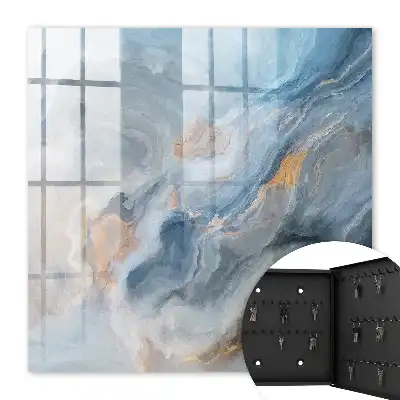 Wall mounted key cabinet Dreamy abstraction in blue and gray