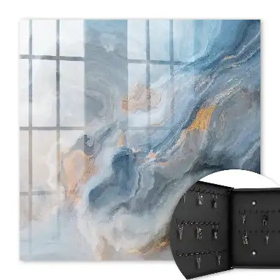 Wall mounted key cabinet Dreamy abstraction in blue and gray