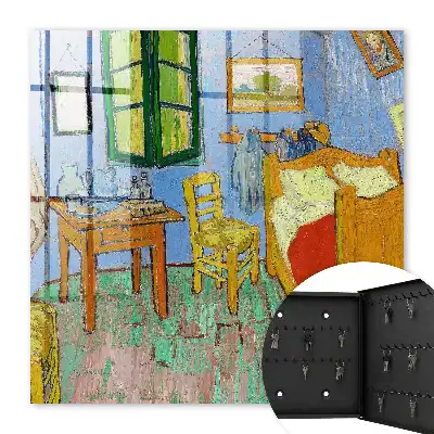 Wall mounted key box Cozy room with wooden furniture