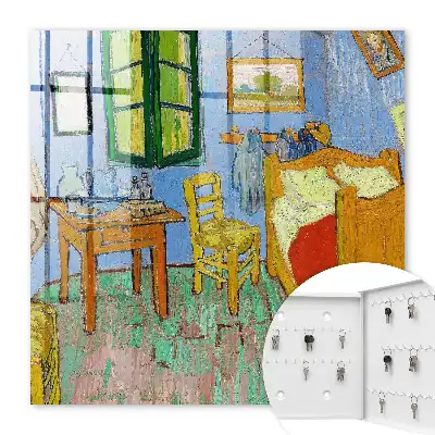 Wall mounted key box Cozy room with wooden furniture