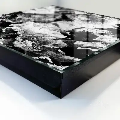 Decorative key box Black and white flowers full of harmony
