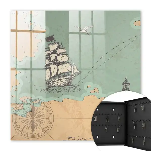 Wall mounted key cabinet Lighthouse Sea Adventure