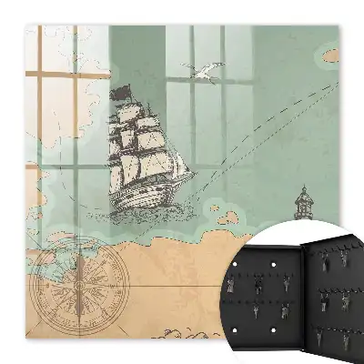 Wall mounted key cabinet Lighthouse Sea Adventure