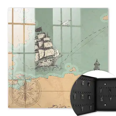 Wall mounted key cabinet Lighthouse Sea Adventure
