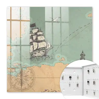 Wall mounted key cabinet Lighthouse Sea Adventure