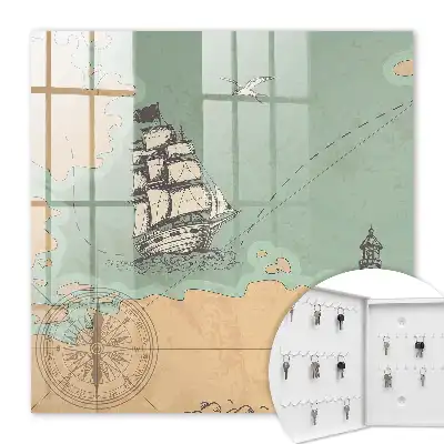 Wall mounted key cabinet Lighthouse Sea Adventure