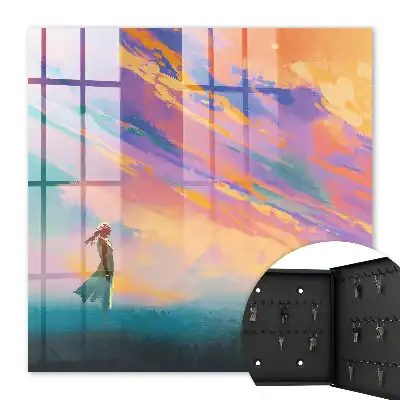 Key box for home with a dreamy scene above the figure