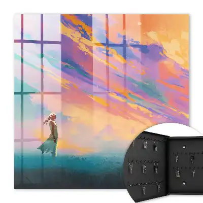 Key box for home with a dreamy scene above the figure