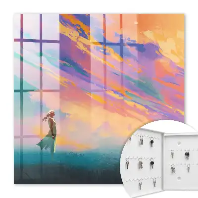 Key box for home with a dreamy scene above the figure