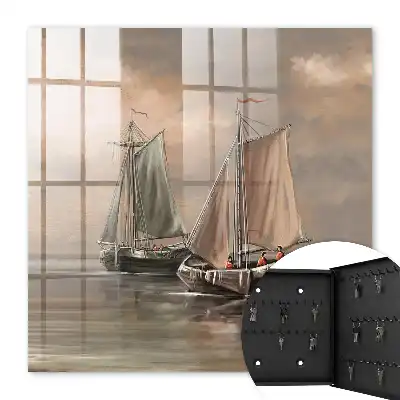 Decorative key box Sea sailing ships colors