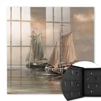 Decorative key box Sea sailing ships colors