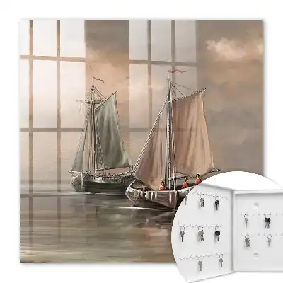 Decorative key box Sea sailing ships colors