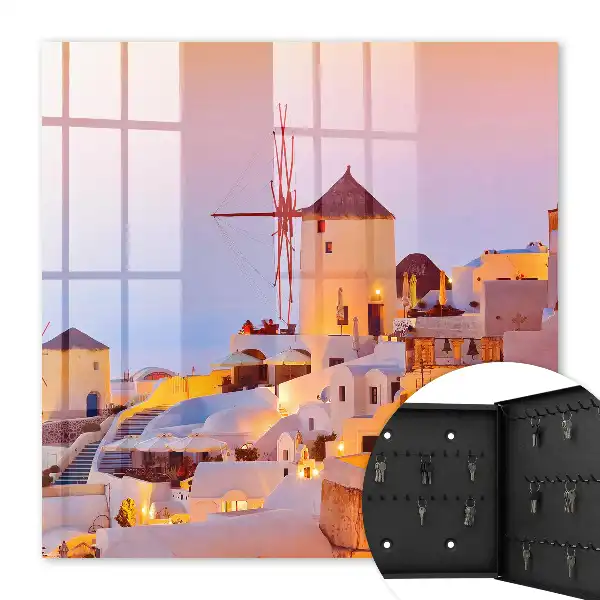 Wall mounted key cabinet Greek island in the warm west