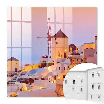 Wall mounted key cabinet Greek island in the warm west