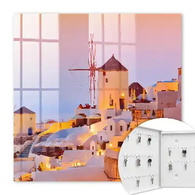 Wall mounted key cabinet Greek island in the warm west
