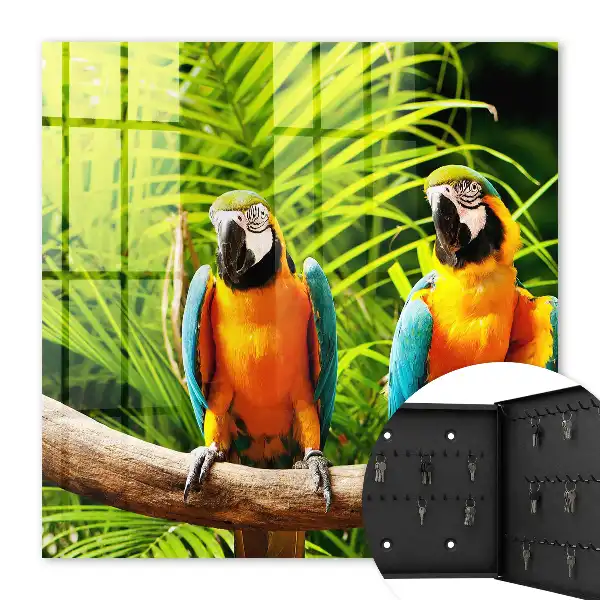 Tropical Green Leaf and Bird Wall Mounted Key Box
