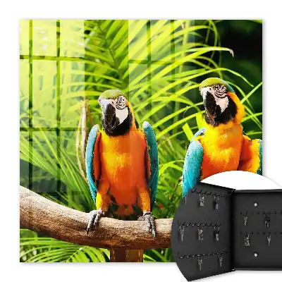 Wall mounted key box Tropical Green Leaf Birds