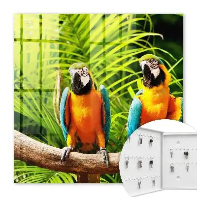 Tropical Green Leaf and Bird Wall Mounted Key Box