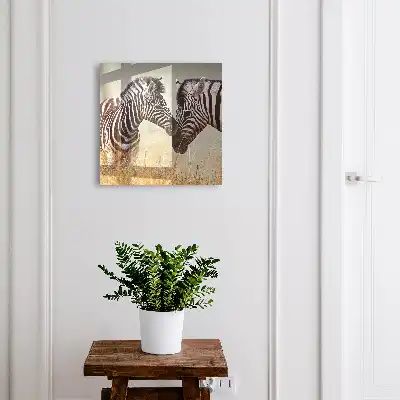 Zebras Together Key Box on Beige Background