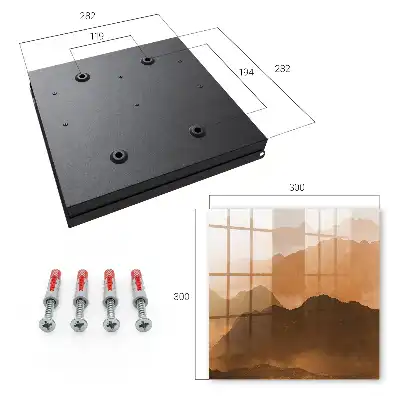 Wall mounted key cabinet Mountain panorama in shades of orange