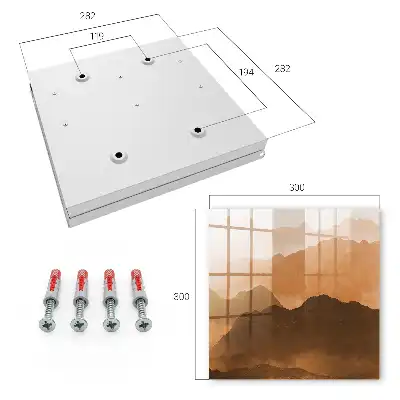 Wall mounted key cabinet Mountain panorama in shades of orange