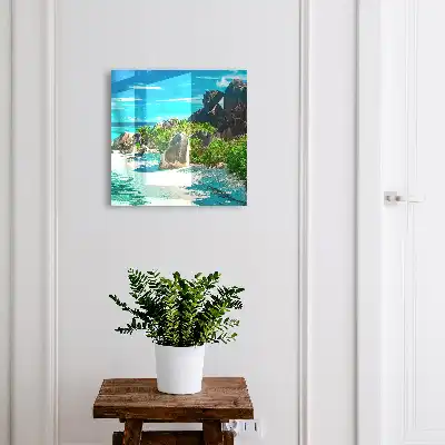 Decorative key box A tropical beach of lush greenery