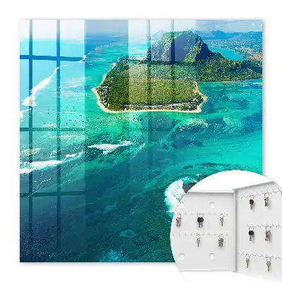 Wall mounted key box Tropical paradise with a turquoise ocean