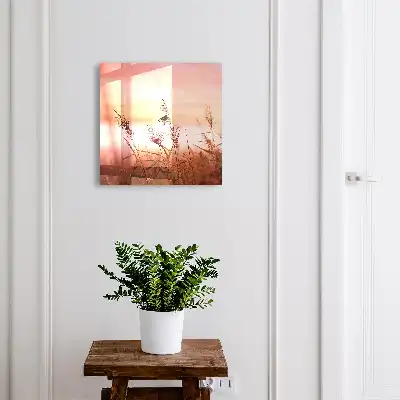 Wall mounted key cabinet Grasses at dawn in pastel shades