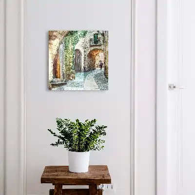Wall mounted key box A historic street in a classic style