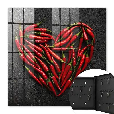 Heart-shaped peppers wall-mounted key cabinet