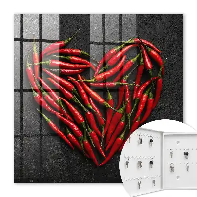 Wall mounted key cabinet Heart-shaped peppers