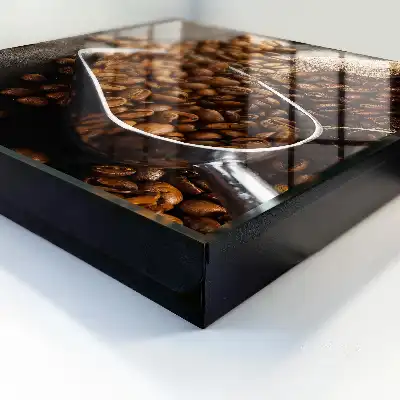 Key cabinet Coffee beans in a metal ladle