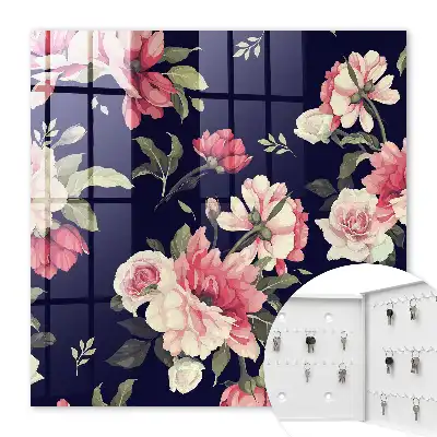 Key box for home Romantic flowers in a dark background