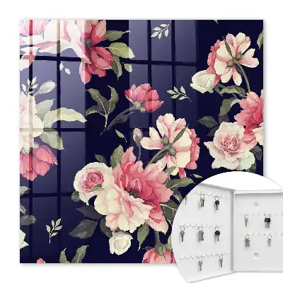 Key box for home Romantic flowers in a dark background