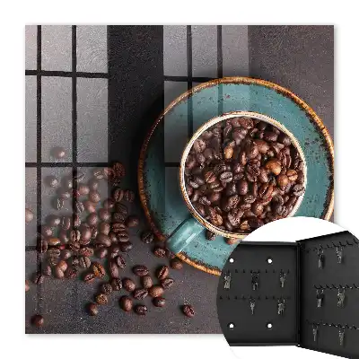 Decorative key box Coffee beans turquoise plate