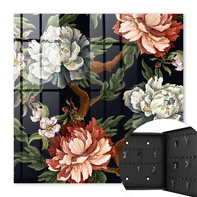 Decorative key box Flowers of nature in the dark background